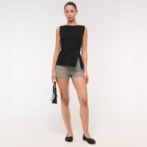 NWT Black Sleeveless Asymmetrical Rib Knit Sleeveless Sweater Top with Buttons